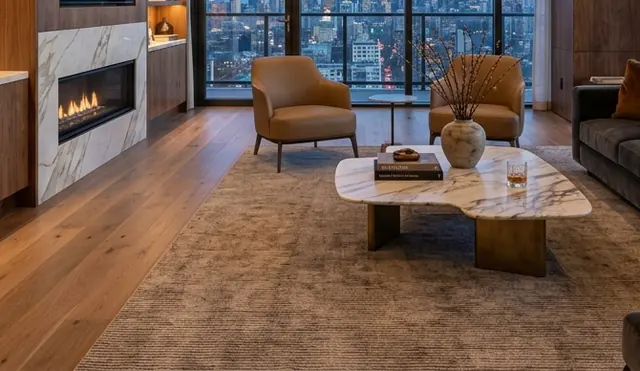 Living room with coffee table and armchairs