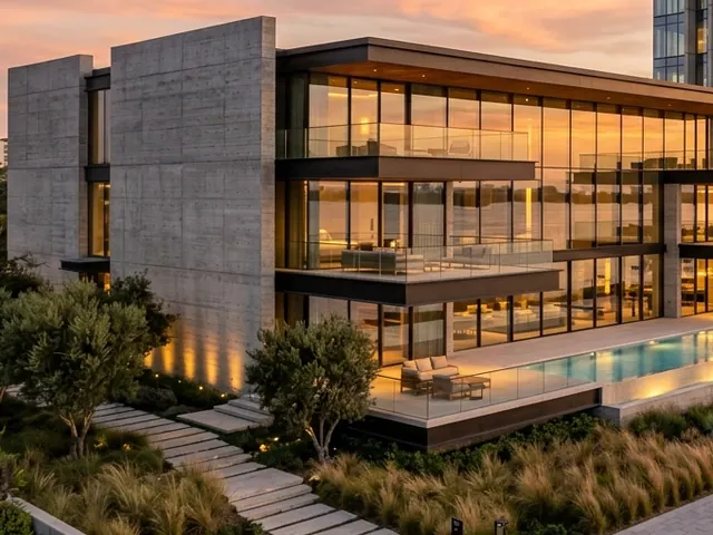 Villa exterior with pool and terrace