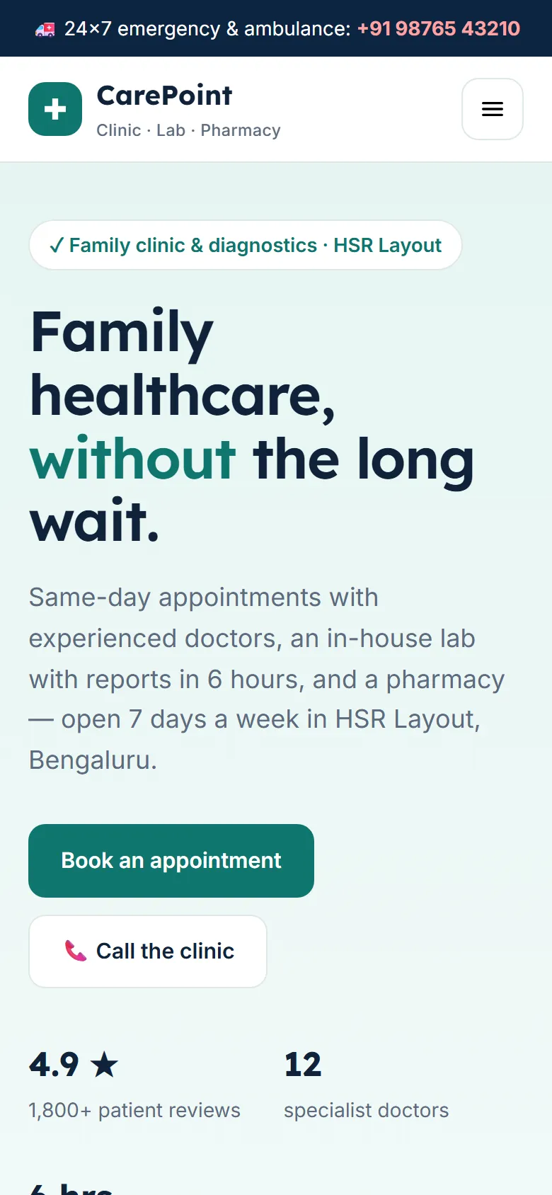 CarePoint Clinic on a phone