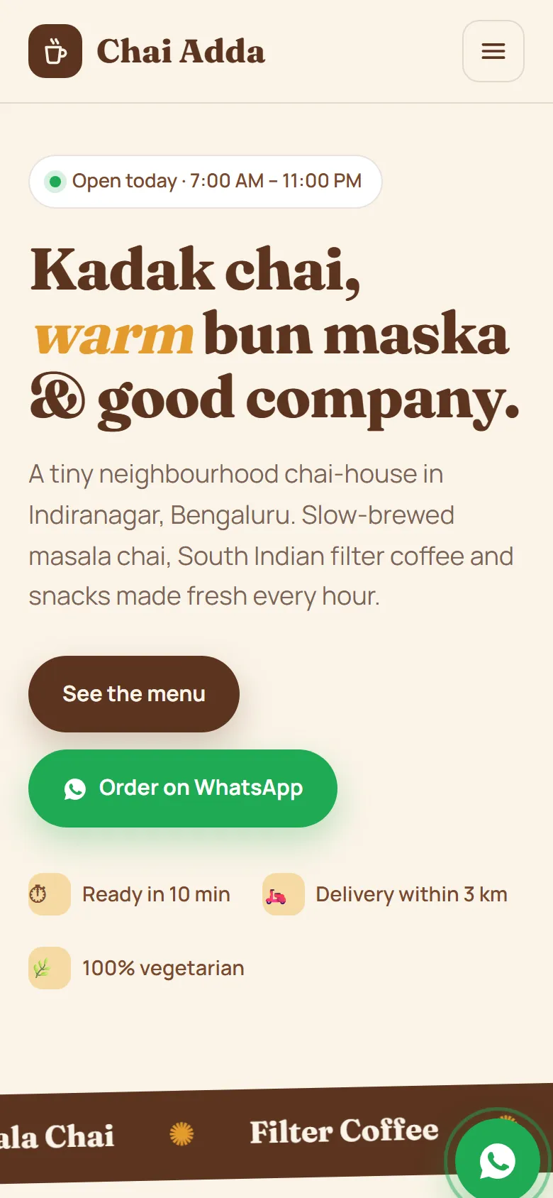 Chai Adda on a phone