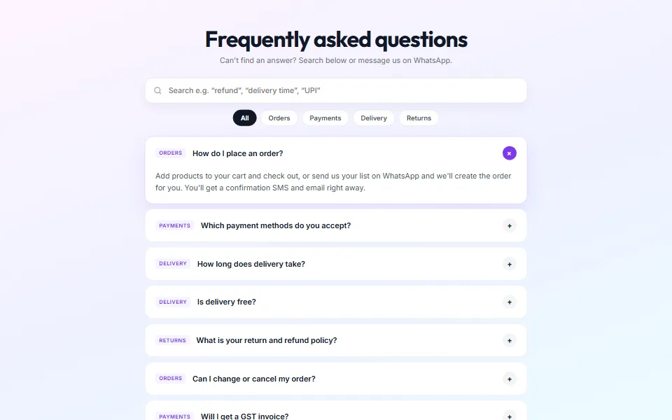 FAQ Accordion — component preview