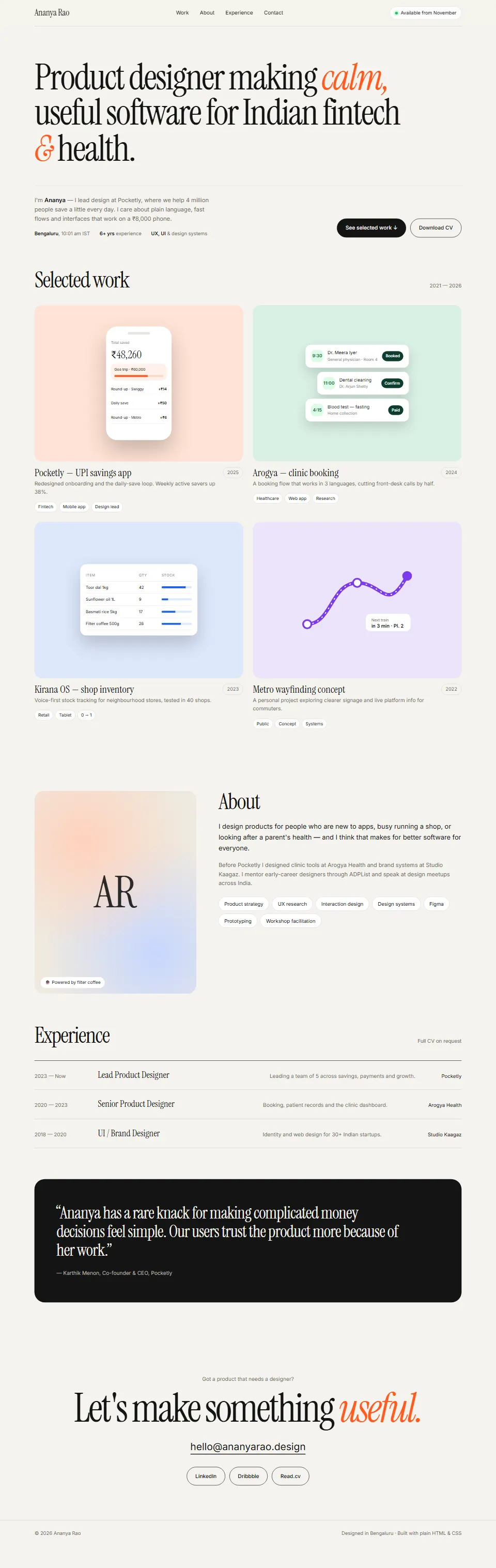 Full-page screenshot of the Folio template