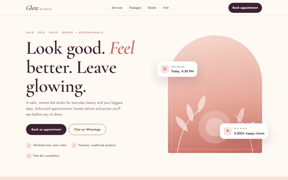 Glow Studio — template preview