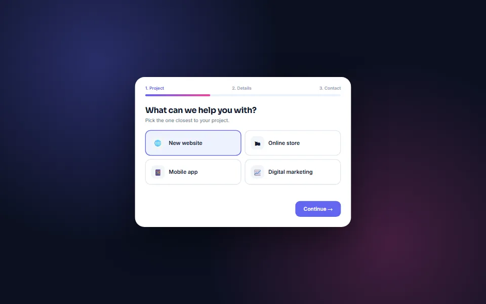 Multi-step Enquiry Form — component preview