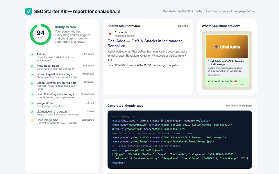 SEO Starter Kit — plugin preview