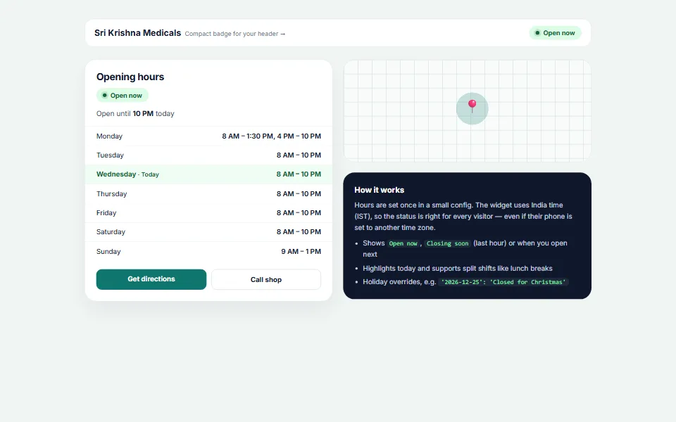 Open-Now Hours Widget — plugin preview