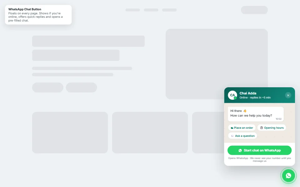 WhatsApp Chat Button — component preview